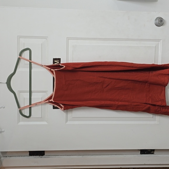 LACAUSA Women's Easy Slip Dress Ruffle Hem Orange - Picture 5 of 12